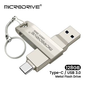 2 in 1 OTG USB-C 플래시 펜 드라이브 금속 메모리 스틱 Usb 3.0 디스크 64GB 128GB 256G USB3.0 듀얼 C Pe