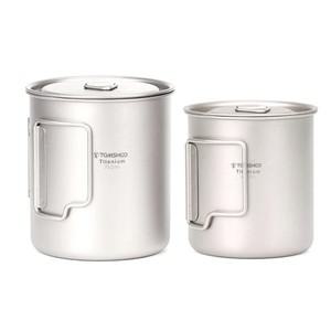 TOMSHOO 초경량 티타늄 컵 야외  2PCS 컵 세트 450ml 750ml 캠핑  워터 컵 머그잔 접이식 손잡이