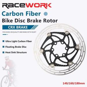 RACEWORK 초경량 탄소 섬유 자전거 디스크 브레이크 로터, MTB 도로 플로팅 6 볼트, 140mm, 180mm