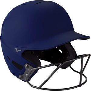 Mizuno F6 성인 패스트 피치 소프트볼 타격 헬멧 마스크가있는 네이비 SM