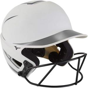 Mizuno F6 성인 패스트 피치 소프트볼 타격 헬멧 마스크 화이트-그레이 SM