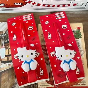 Sanrio 헬로 키티 머리핀 머리핀 카와이 모자를 쓰고 앞머리 클립 장식 귀여운 가정 용품 소녀를위한 휴일 선물