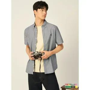 [빈폴] 강연 시어서커 스몰 깅엄 반소매 셔츠 - 블랙 (BC5465C475)