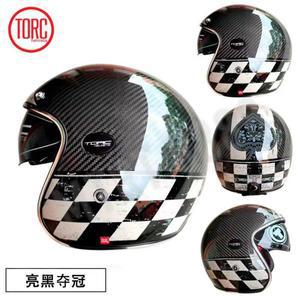 자전거풀페이스헬멧 TORC 3/4 오픈 페이스 모토 헬멧, 탄소 섬유 투명 버블 미러, 도트 승인 빈티지 오토바