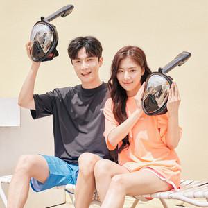 이츠라이프 풀페이스 프리다이빙 스노클링 마스크 퀵실버 UV차단 세트