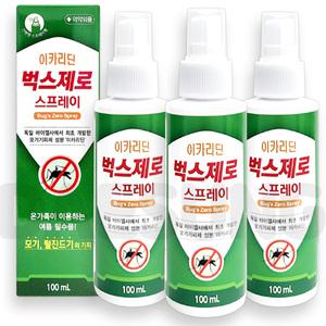 벅스제로 스프레이 100ml X3개 모기 털 진드기 퇴치제 기피제 이카리딘 최신형