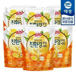 [애경] 트리오 담은 주방세제 발효식초 레몬 리필 2.1L x6개