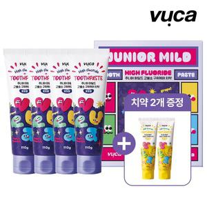 주니어 고불소 치약 1450ppm 포도향 110g 4개+바나나 2개 증정