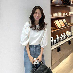 [메이블루] 바스락 퍼프 블라우스