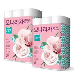 모나리자 녹스 플라워 40M*30롤 2팩 총60롤 화장지 휴지