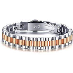 Rockyu Men's Magnetic Bracelet Silver Titanium Germanium 스태틱 Treatment Anti-Fatigue Asian Ethnic