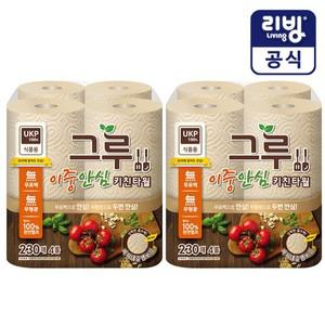 그루 무표백 키친타월 230매 4롤X2팩
