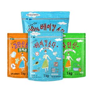 애경 엄마의선택 베이킹소다/구연산/과탄산소다 리필 1kg/2kg 지퍼백