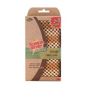3M 스카치브라이트 내츄럴 옥수수 그물망사 수세미 2+1