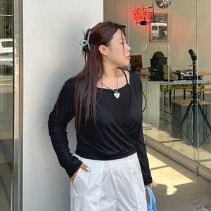 [제작/빅사이즈]이블렛 뉴데닐 나시 랩 티셔츠SET 제이스타일