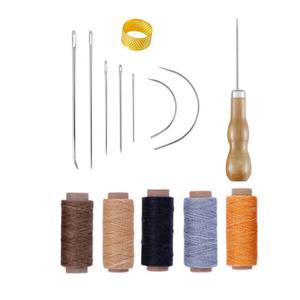 가죽공예 도구 바느질 세트 가죽전용 왁스실 바늘 송곳 골무 포함 DIY 기본 도구 키트