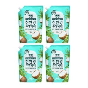 퐁퐁 친환경 주방세제 리필, 코코넛, 1.2L, 4개