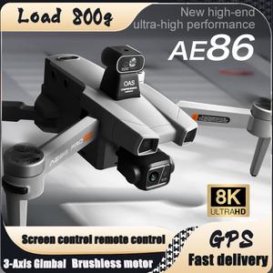 전문가용 GPS 드론 3 축 PTZ 8K 듀얼 카메라 장애물 회피 브러시리스 모터 5G FPV RC 쿼드콥터 완구 AE86/S