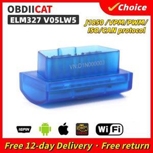 튜닝용품 게이지 코드 리더 진단 안드로이드 IOS V05LW5 와이파이 OBD2 자동차 스캐너 도구 슈퍼 미니 ELM