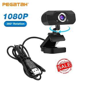 캠 U6 풀 HD 웹 카메라 마이크 포함 360 ° 회전 PC 컴퓨터 회의 비디오 작업 1080P