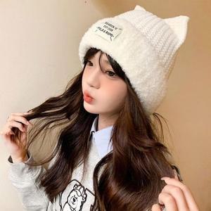 [BZJL8JKN_4C]니트고양이 스타일 여자 털비니 방한모자 고