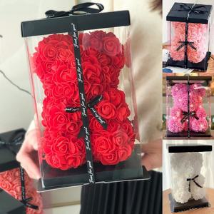 쁘띠 장미 곰돌이 25cm 꽃 곰인형 발렌타인 화이트 로즈 데이 성년의날 고백 선물