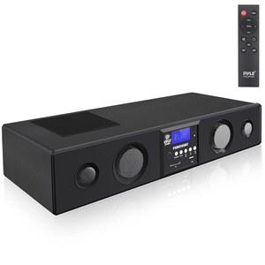 Pyle 3D 서라운드 블루투스 사운드바 - TV, USB, SD, FM 라디오와 호환되는 사운드 시스템 베이스 스피커(3.5mm AUX 입력, 리모컨, 홈 시어터용 PSBV200BT, 블랙)