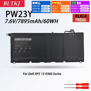 PW23Y 노트북 교체 배터리 델 XPS 13 9360 시리즈 RNP72 TP1GT P5 용