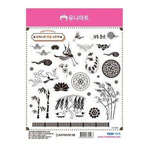 [브이와이][VCHL77O6]우라 서류정리 투명스티커 전통문양흑백 꾸미기