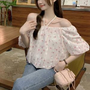 [오노마] ONM 튤립 자수 포인트 시스루 오프숄더 밴딩 블라우스