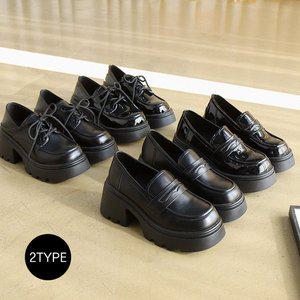 [바닐라슈][2가지소재] 리포블 2type 베이직 가보시 통굽 로퍼슈즈(7cm)