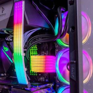 호환 다채로운 ATX VGA 연장 PSU 모듈 장치 컴퓨터 전원 케이블 공급 8PIN 키트 18AWG PCI-E 24PIN GPU RGB 동기화