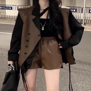 여성조끼 가죽조끼 가죽반바지 셔츠 가을 루즈핏 캐주얼 심쿵돌직구