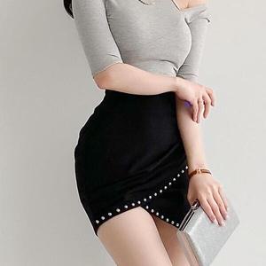 /옷자락 여자 하이웨스트 골반 미니 튤립 스커트