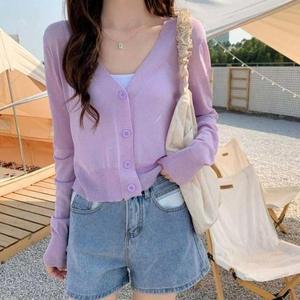 [셀러허브]심플 여름 데일리가볍게 걸치는 얇은 브이넥 가디건 봄여름 (S31585382)
