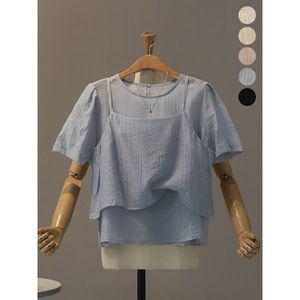 [하프클럽/모노시크]루이베 쉬폰 블라우스 + 뷔스티에 세트_MNBS533