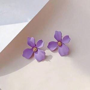 여성용 다채로운 보헤미아 꽃 귀걸이, 보라색 귀걸이, 빈티지 꽃 모양 귀걸이, 웨딩 파티 쥬얼리 선물
