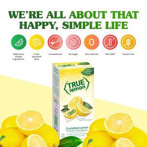 TRUE LEMON 워터 인핸서, 벌크 디스펜서, 100개(1팩), 물용 0칼로리 음료 믹스 패킷, 무설탕 레몬 향료 파