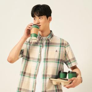 매장정품 빈폴 멘 마드라스 체크 반소매 셔츠 - 베이지 BC5565C32A