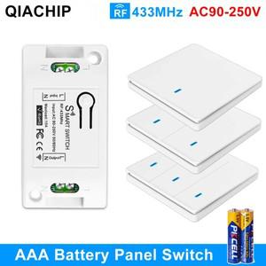 QIACHIP 무선 조명 스위치 RF 벽 패널 리모컨 미니 스마트 LED 램프용 릴레이 리시버, 433MHz, AC 110V, 22