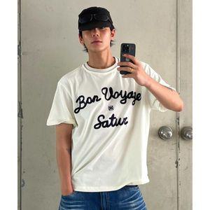 SATUR 세터 로고 자수 보야지 반팔 티셔츠 리조트 아이보리 157290