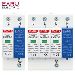 AC SPD 1P NPE 3P 50KA T1 T2 385V 275V 주택 번개 서지 보호기 보호용 태양광 저전압 피뢰기 장치 Din 레일
