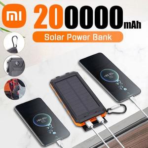 샤오미 200000 mAh 대용량 태양광 보조베터리 끈 나침반이 있는 고속 충전 외부 캠핑