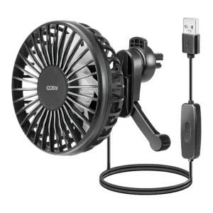 차량용 USB 서큘레이터 선풍기/송풍구/3단/7엽날개/분리세척/블랙
