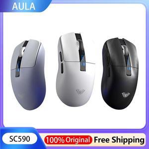 AULA SC590 무선 광학 Esports 게임용 마우스 세 가지 모드 2.4GHz Bluetooth 유선 인체 공학적 경량 노트