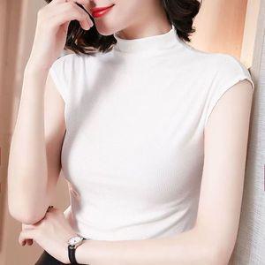 목폴라 여름 슬림 골지 민소매 권장 반팔 목티 시스루
