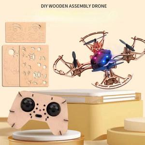 DIY 드론 소형 나무 블록 빌딩 항공 교육 미니 쿼드콥터 3D