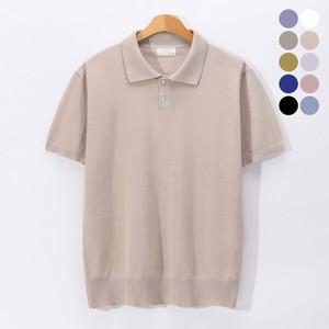 [후앙스] 시원한 여름니트 린넨라이크 카라넥 반팔티 DMCT2009