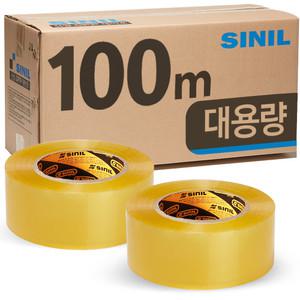 신일 박스테이프 경포장 100미터 대용량  투명 황색 OPP 1BOX 칼라테이프