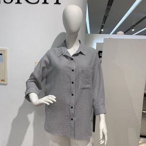 갤러리아 안지크(23S/S70%할인)여름셔츠 칠부소매셔츠 루즈핏 세미롱셔츠(AH2B
